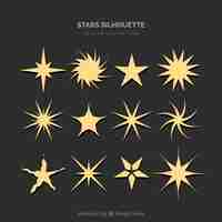 Vector gratuito colección de siluetas de estrellas doradas