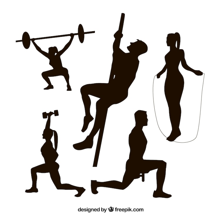 Vector gratuito colección de siluetas fitness