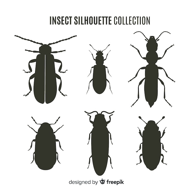 Vector gratuito colección siluetas insectos