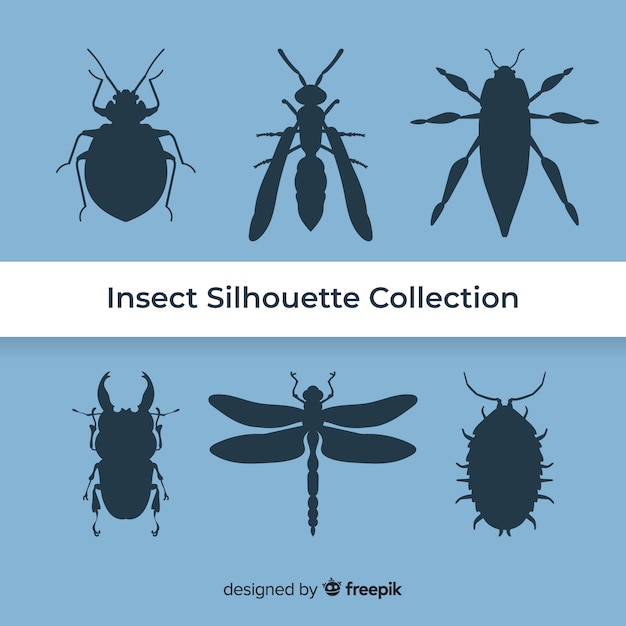 Vector gratuito colección de siluetas de insectos