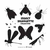 Vector gratuito colección de siluetas de insectos