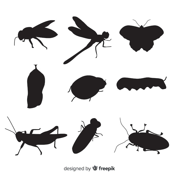 Vector gratuito colección siluetas de insectos