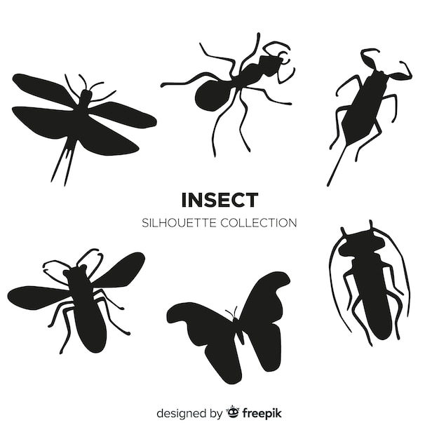 Vector gratuito colección siluetas de insectos