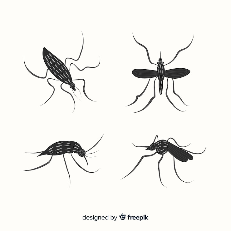 Vector gratuito colección de siluetas de mosquitos en estilo flat