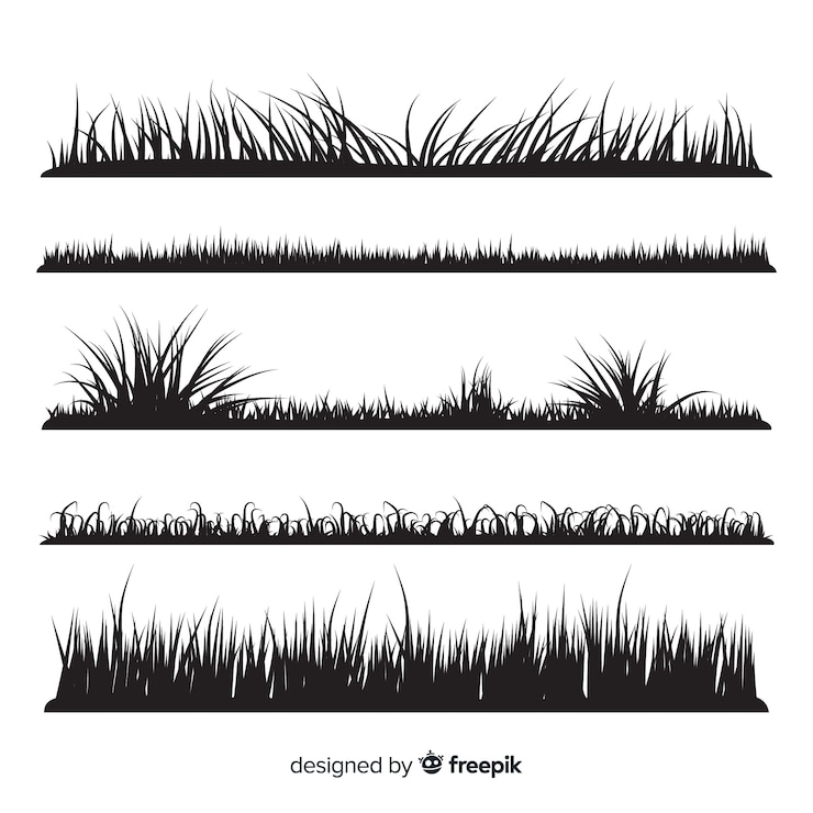 Vector gratuito colección de siluetas negros de cenefas de hierba