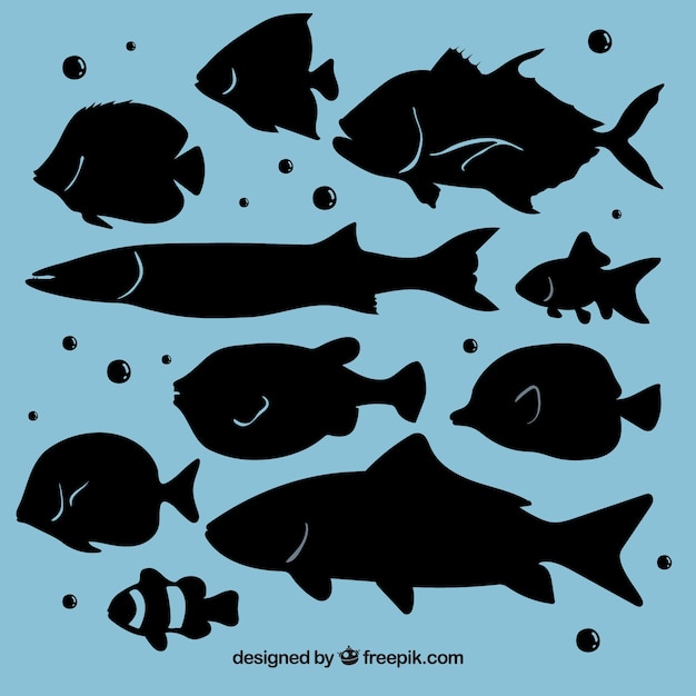 Vector gratuito colección de siluetas de peces