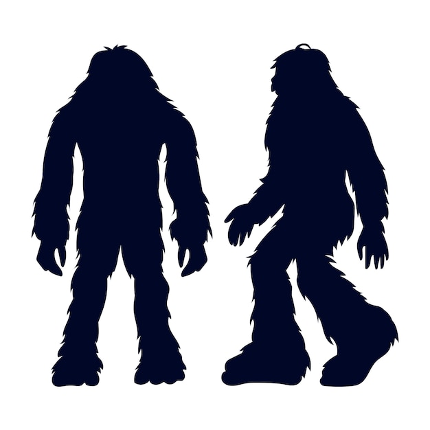 Colección de siluetas planas de bigfoot