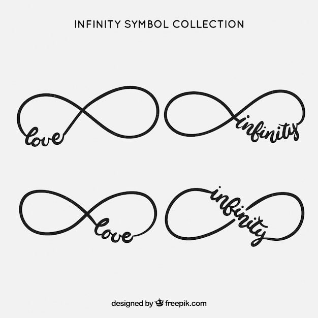 Colección de simbolo de infinito con palabra