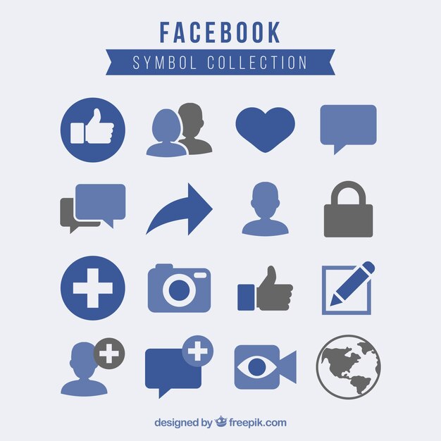 Colección de símbolos de facebook