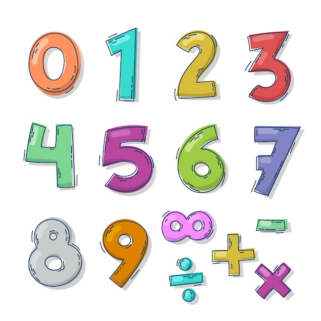 Colección de símbolos matemáticos dibujados a mano