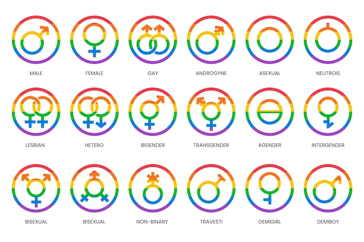 Vector gratuito colección de símbolos del mes del orgullo plano