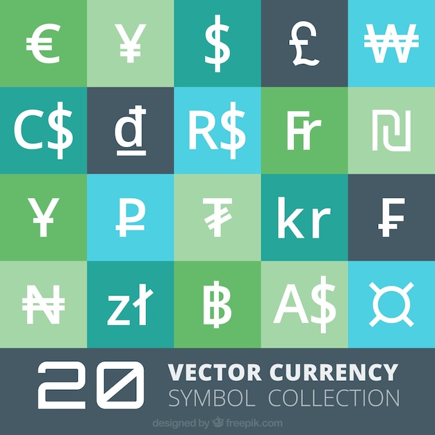 Colección de símbolos de monedas
