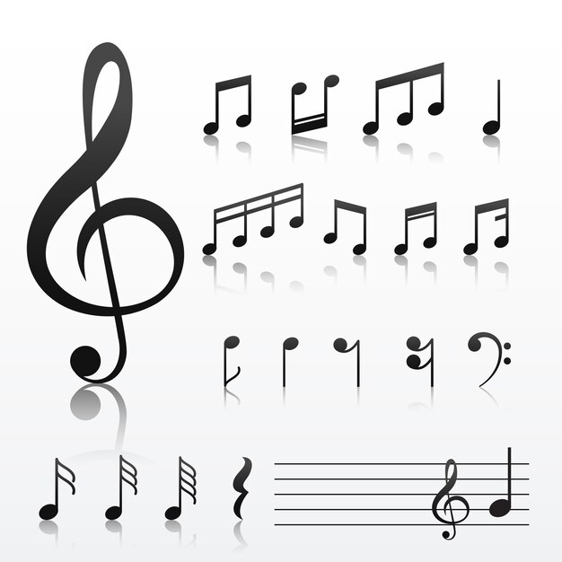 Colección de símbolos de nota de música