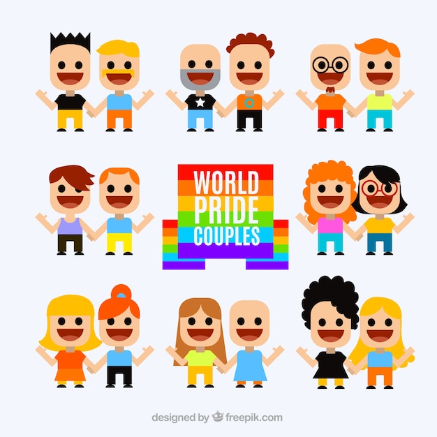 Vector gratuito colección de simpáticas personas del día del orgullo