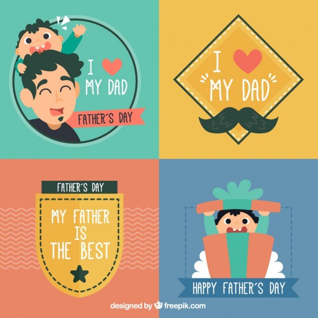 Colección de simpáticas tarjetas del día del padre
