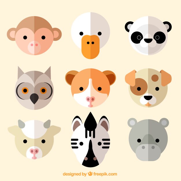 Colección de simpáticos animales salvajes en diseño plano