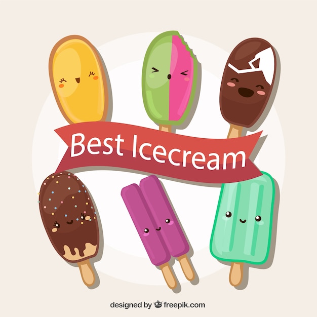 Vector gratuito colección de simpáticos helados