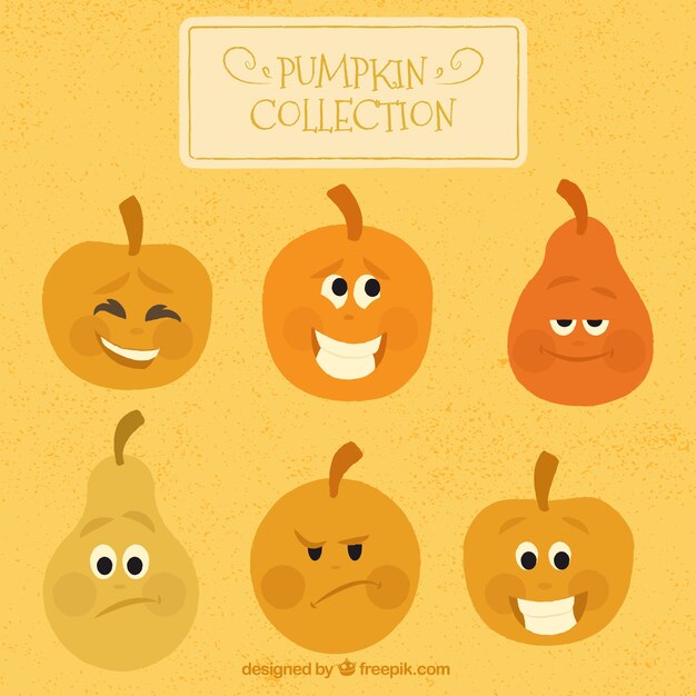 Vector gratuito colección de simpáticos personajes de calabazas