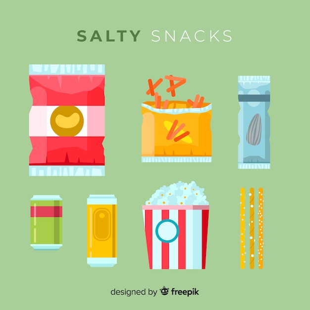 Colección de snacks deliciosos