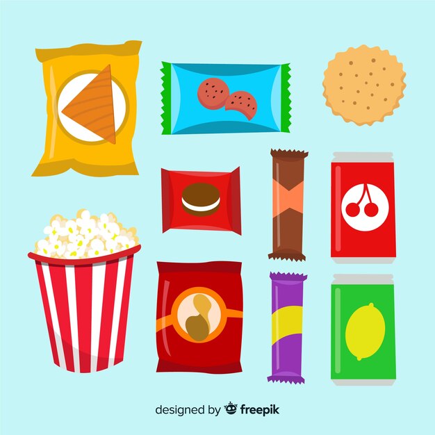 Colección de snacks deliciosos