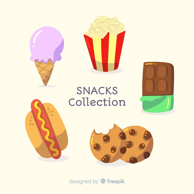 Colección de snacks deliciosos