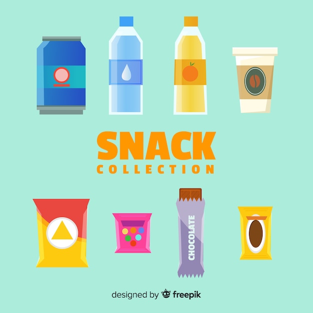 Colección de snacks insalubres