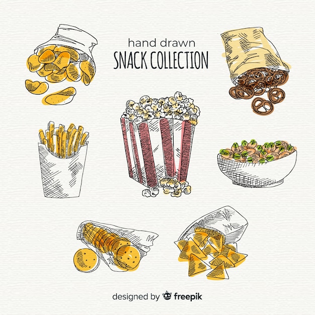 Vector gratuito colección de snacks ricos