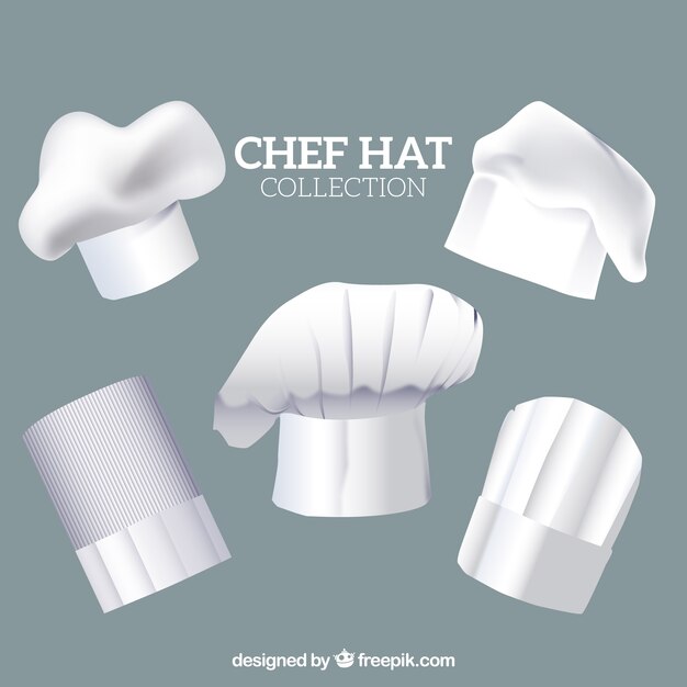 Colección de sombreros de cocinero realistas