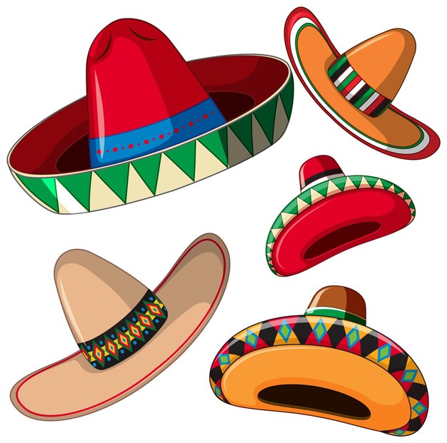 Colección de sombreros mexicanos de colores