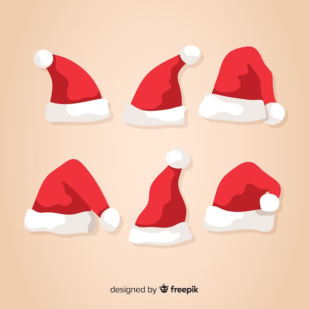 Colección de sombreros de navidad dibujados a mano