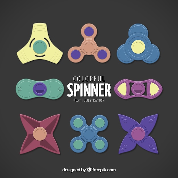 Colección de spinner en diseño plano 