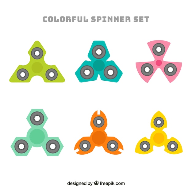 Colección de spinners de colores en diseño plano 