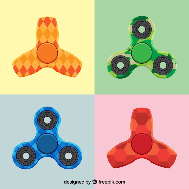 Vector gratuito colección de spinners con diferentes patrones