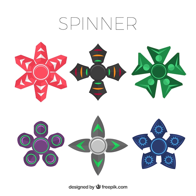 Vector gratuito colección de spinners con formas geométricas