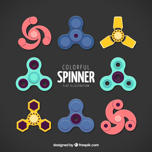 Vector gratuito colección de spinners planos de colores