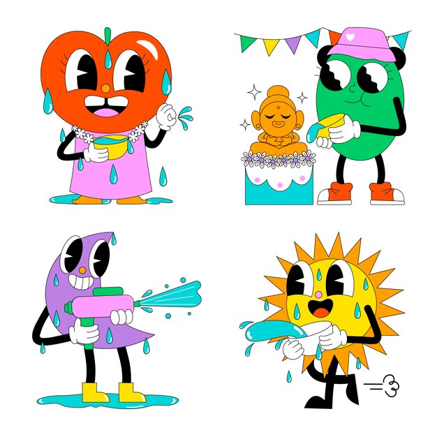 Colección de stickers de acid songkran
