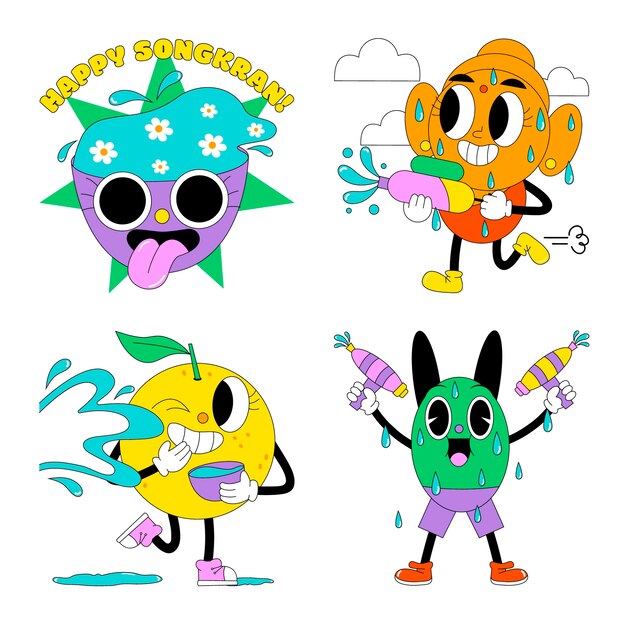 Colección de stickers de acid songkran