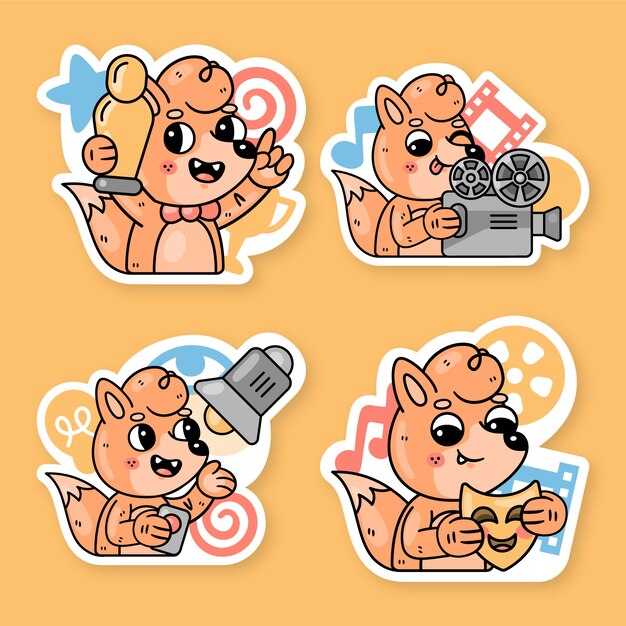 Colección de stickers de cine con fred el zorro