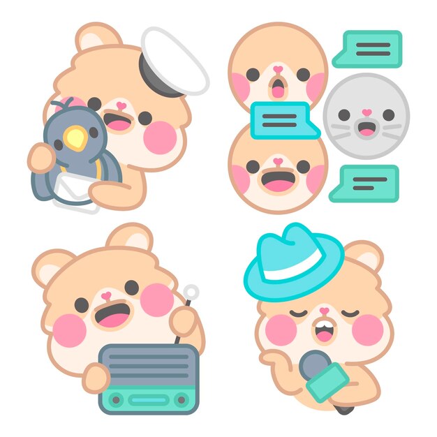 Colección de stickers de comunicación con kimchi el hámster.