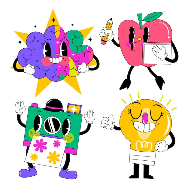 Colección de stickers de creatividad ácida