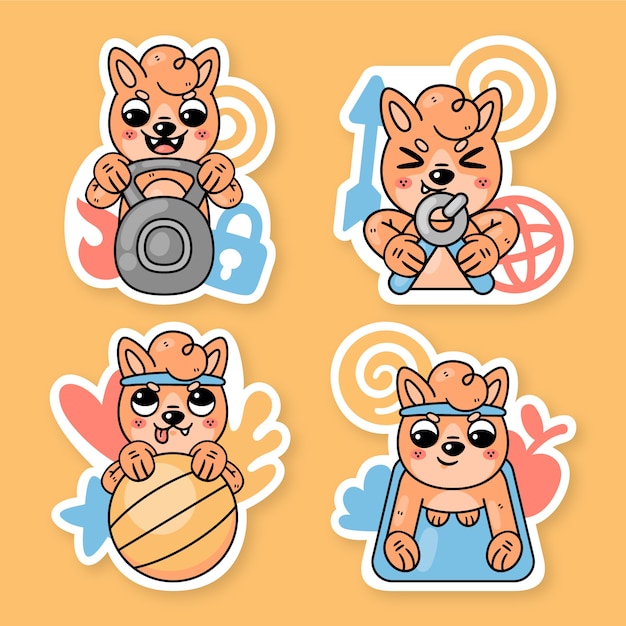 Colección de stickers de entrenamiento con fred the fox