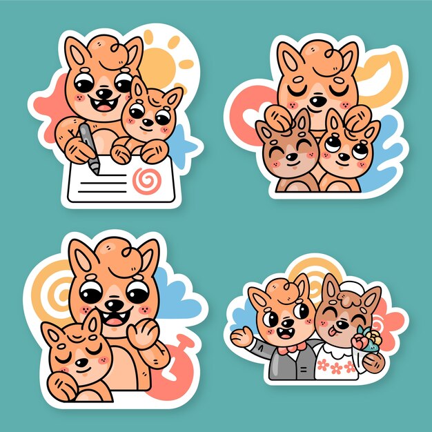 Colección de stickers familiares con fred el zorro