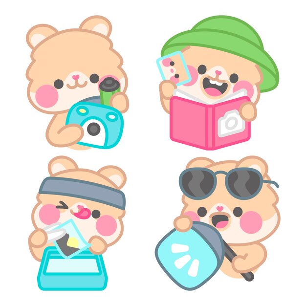 Colección de stickers de fotografías con kimchi el hámster
