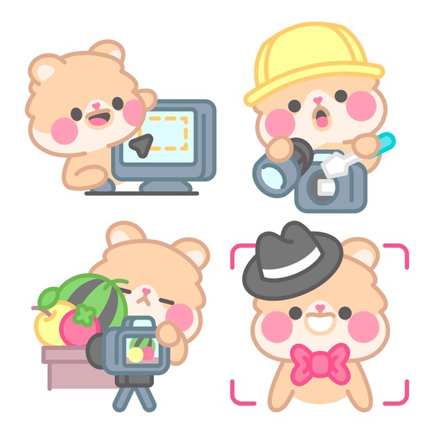 Colección de stickers de fotografías con kimchi el hámster