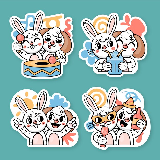 Colección de stickers de Friends con el conejito ronnie