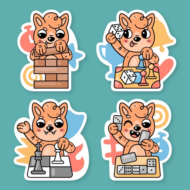 Colección de stickers de juegos con fred el zorro