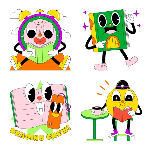 Colección de stickers de lectura ácida