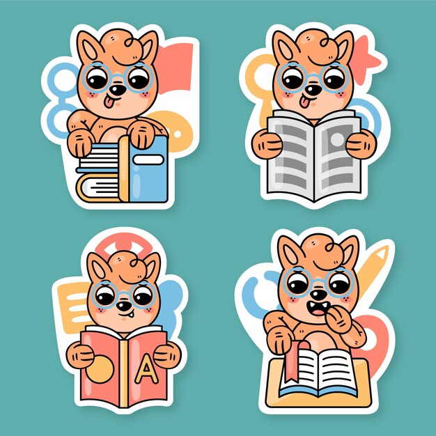 Colección de stickers de lectura con fred el zorro