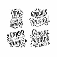 Vector gratuito colección de stickers de lettering dia del amor y la amistad