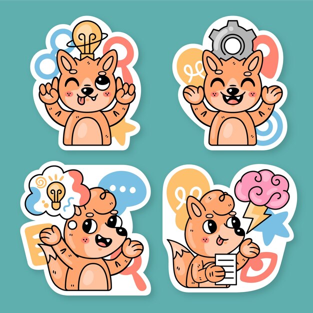 Colección de stickers pensando con fred el zorro
